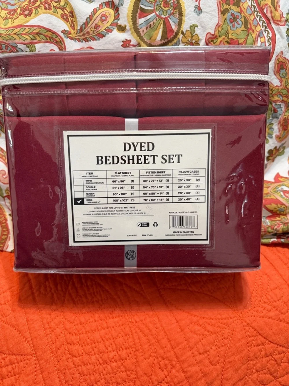 King Size 6-Piece Dyed Bed Sheet Set - Deep Burgundy